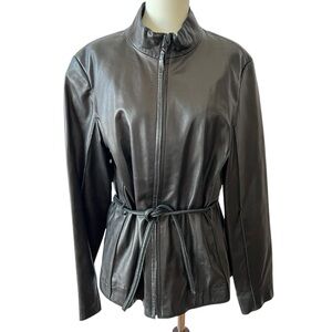 ANDREW MARC LEATHER JACKET LG CLASSIC MOBWIFE EDGY MODERN CHIC BUTTER SOFT BLACK